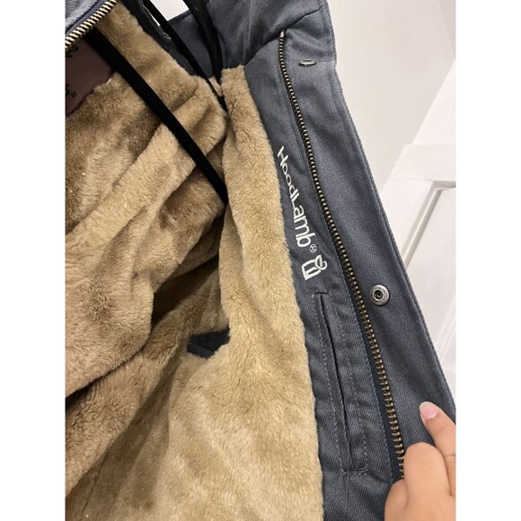 Men's Hemp HoodLamp Dark Blue Hooded Canvas Jacket size Large Heritage - Picture 7 of 14